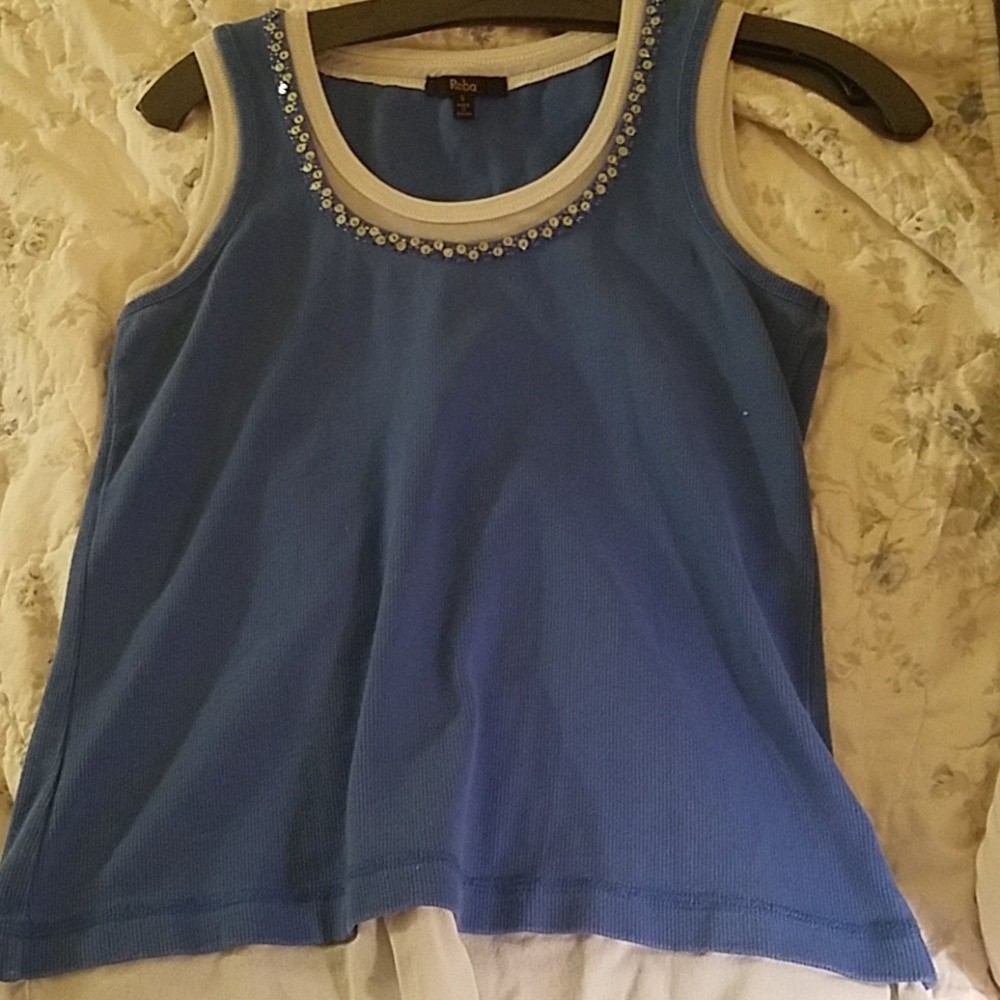 Reba Blue and White Tank Top